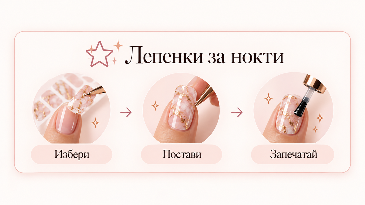 Как се поставят лепенки за нокти?